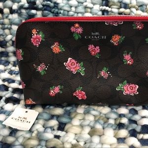 NWT Coach Leather Painted Floral - Zippered Case